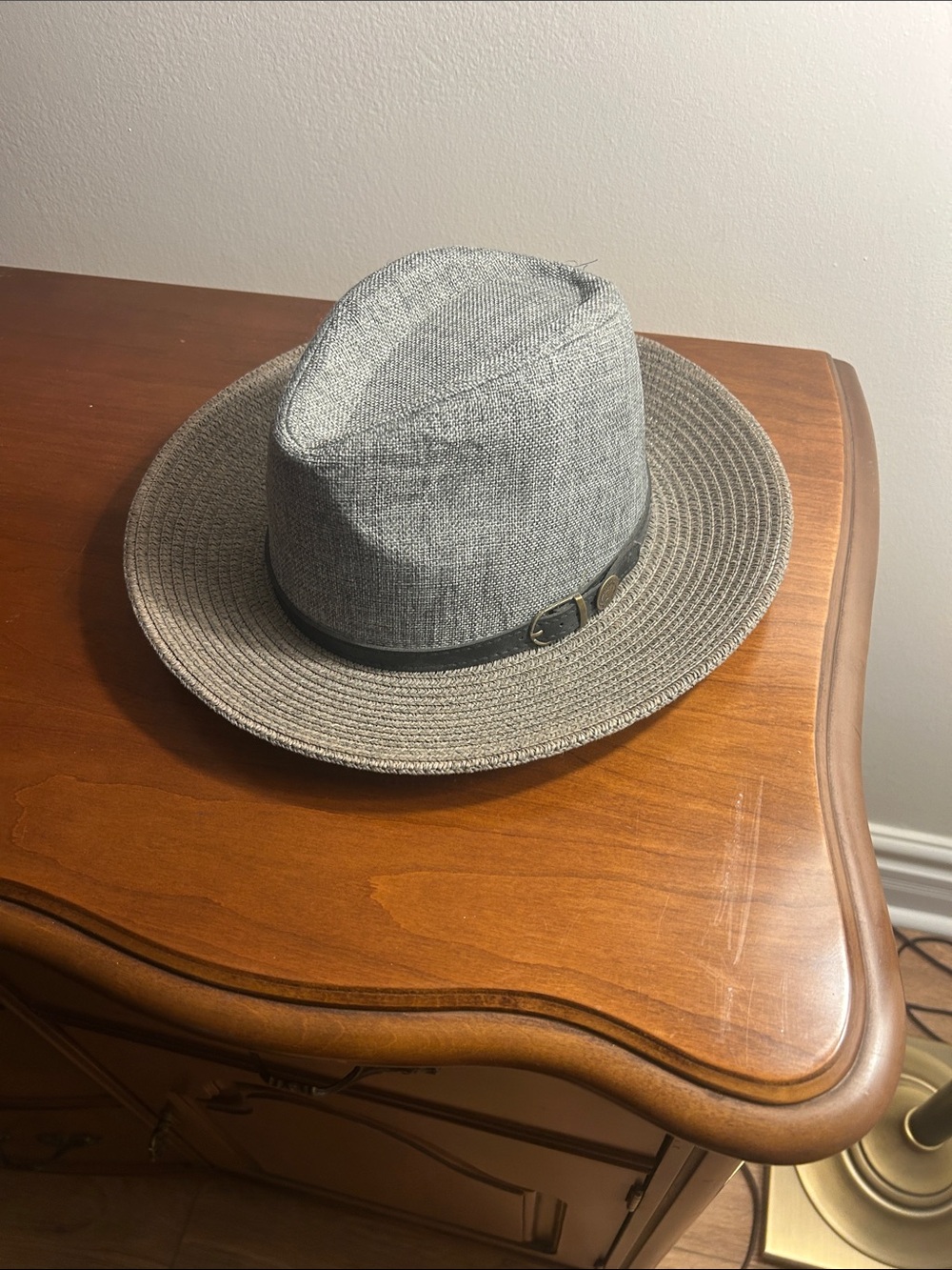 Gray Textured Fedora with Black Band
